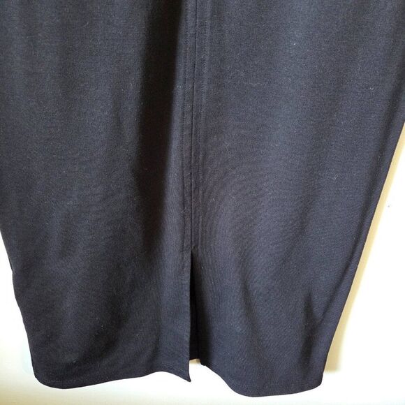 EUC ZARA BLACK SCOOP NECK BODYCON MIDI DRESS MINIMALIST SIZE L - Picture 10 of 14